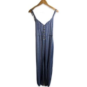 Boho Striped Linen Jumpsuit Romper Flare Stripes